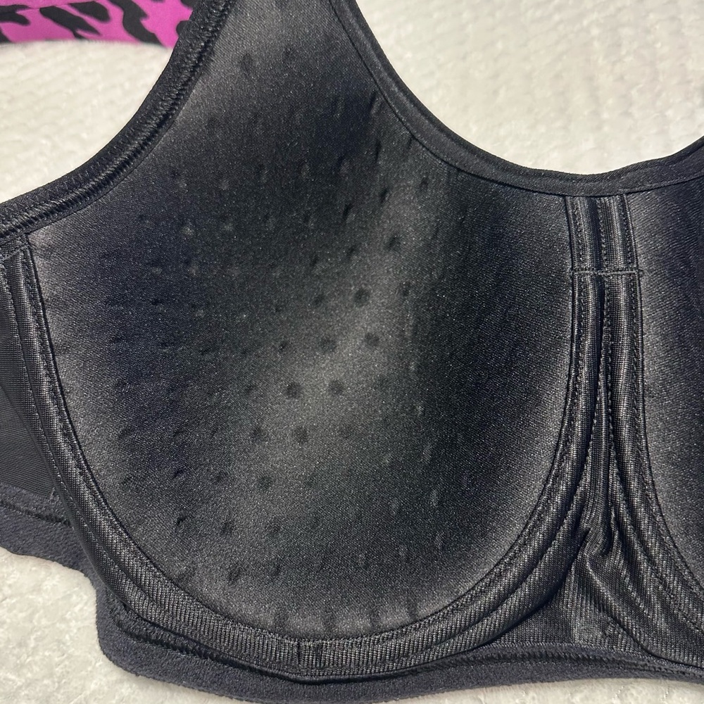 Lane Bryant LIVI Active Max Support Underwire Purple/Black Leopard Sports Bra - Picture 2 of 8
